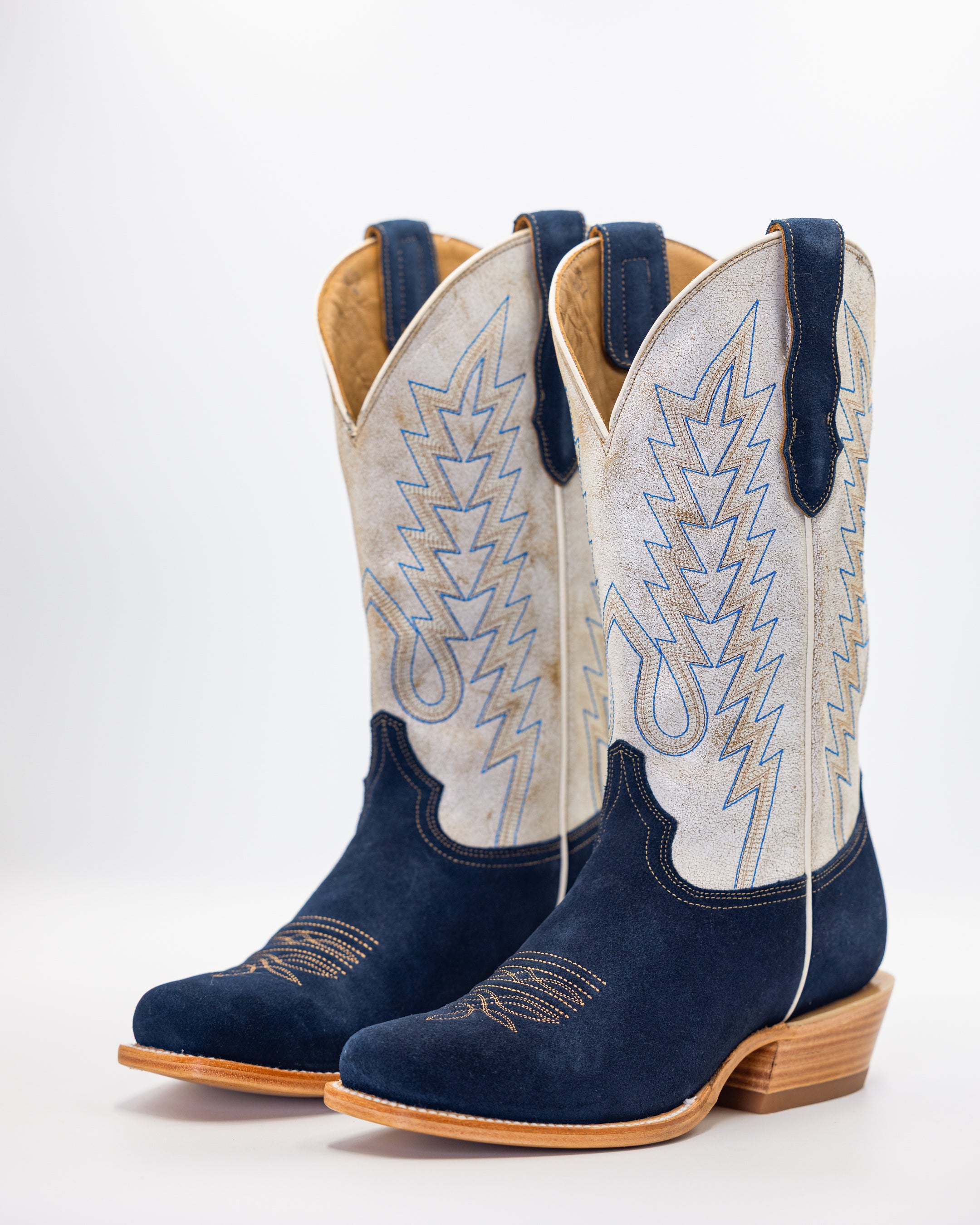 Rudel NWT Blue Men Cowboy Boots. Ferrini Mens Roughrider D-Toe Electric Blue Leather Cowboy  main image 2