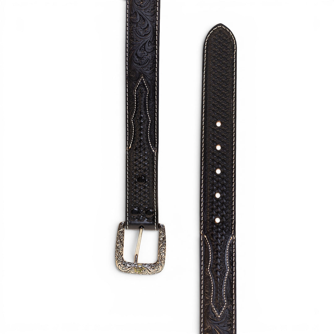 Tooled/Weave Onyx Belt
