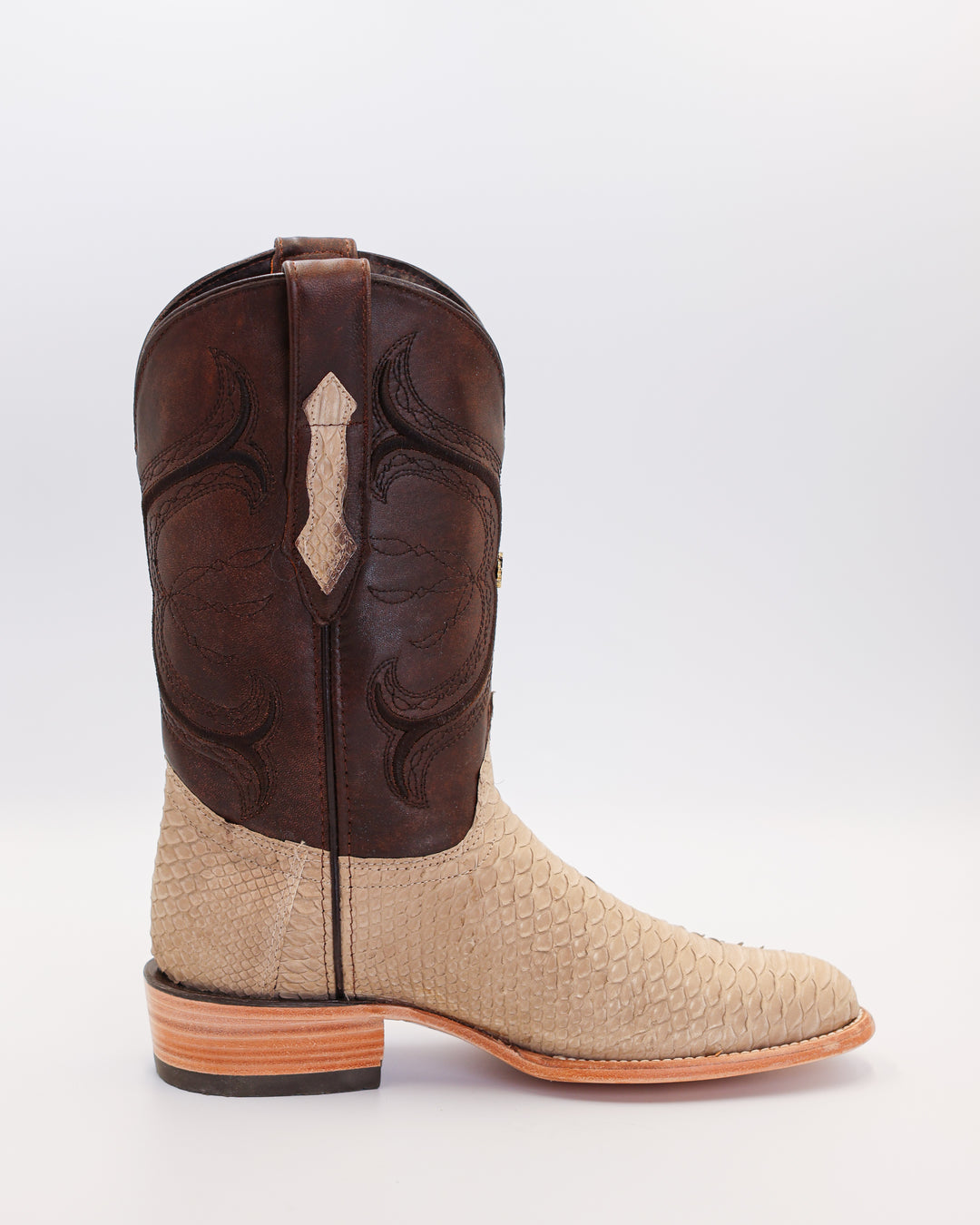 python boots exotic boots western wear cowboy boots beige brown round toe genuine leather handcrafted snake python leather 