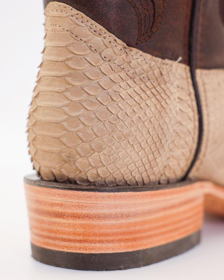 python boots exotic boots western wear cowboy boots beige brown round toe genuine leather handcrafted snake python leather 