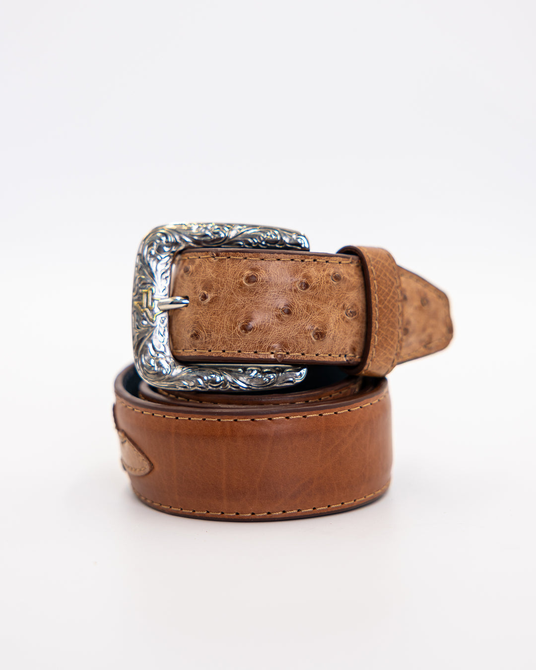 Ostrich Cognac Belt